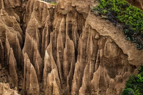Texture Of Eroding Cliffs On The California Coast Stock Photos