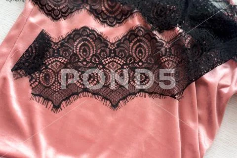 The texture of the fabric and guipure lace. sewing tools Stock Photos