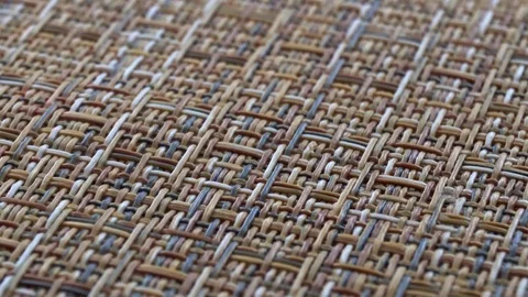 The texture of the fabric. Beige wicker fabric. Close-up. Vídeos de archivo 111564123
