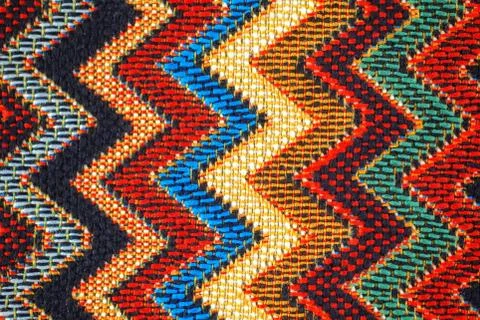 Texture of  fabric with  traditional Mexican pattern macro. A tissue sample 写真素材