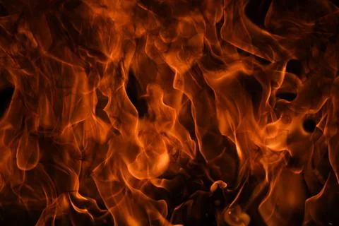 Texture of fire on a black background. Abstract fire flame background, large Stock Photos