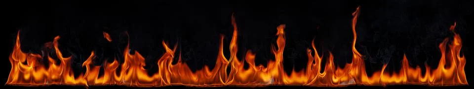 Texture of fire on a black background. Stock Photos