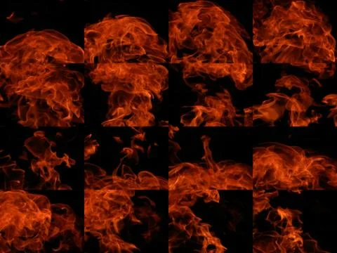 The texture of a flame of fire on a black background Stock Photos