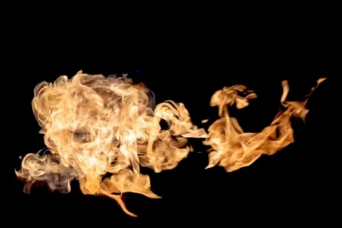 Texture flame of fire isolated on black background close up Stock Photos
