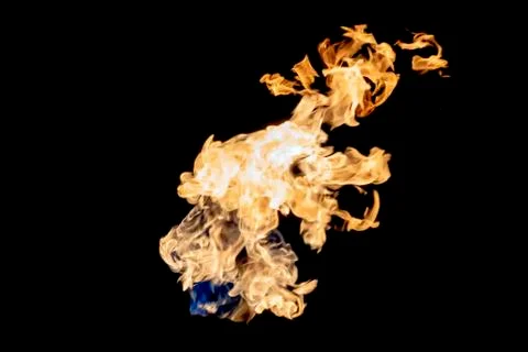 Texture flame of fire isolated on black background close up Stock Photos