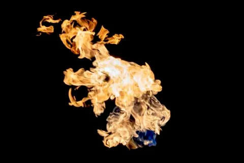 Texture flame of fire isolated on black background close up Stock Photos
