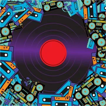 Texture frames from retro musicians old antiquarian hipster electronics appli Stock Illustration