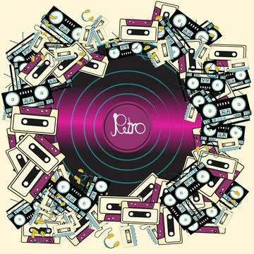 Texture frames from retro musicians old antiquarian hipster electronics appli Stock Illustration