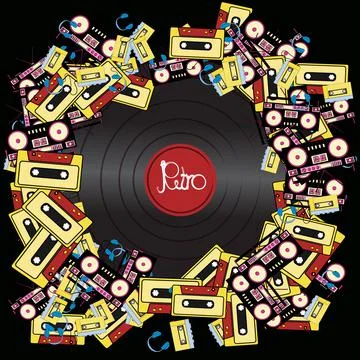 Texture frames from retro musicians old antiquarian hipster electronics appli Stock Illustration