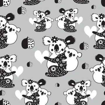 Texture funny koala Stock Illustration