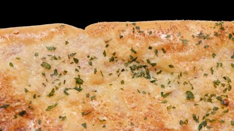 Texture of garlic bread or garlic toast on black background Stock Photos