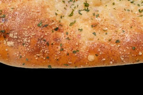 Texture of garlic bread or garlic toast on black background Stock Photos