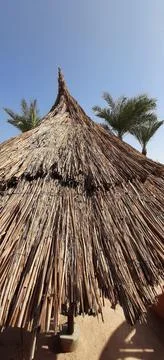The texture of the gatural straw. Canopy from the sun. Stock Photos