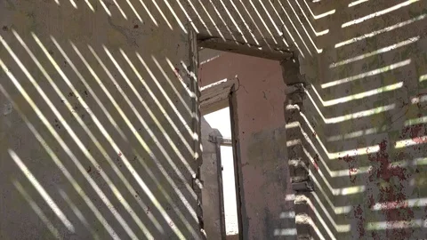 Texture. Geometric Parallel Sun Shadows. Solar shadows on the walls of the house Stock Footage 114274621