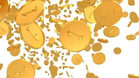 The texture of gold coins. Stock Photos