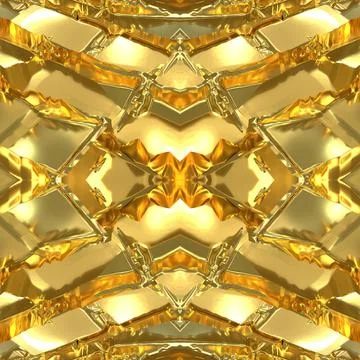 The texture of a golden brick with a smooth surface. Gold seamless mirror.  Stock Illustration