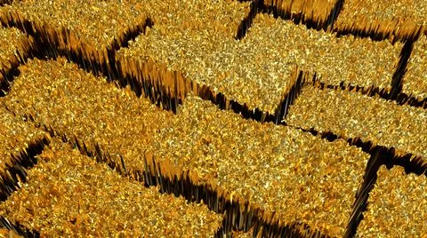 The texture of a golden brick with an uneven surface. Golden background.  Stock Illustration
