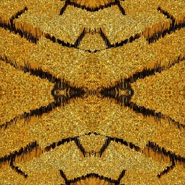 The texture of a golden brick with an uneven surface. Gold seamless mirror.  Stock Illustration