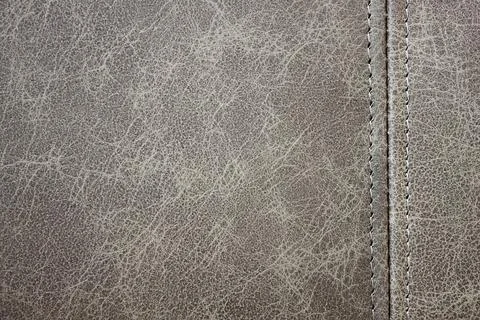 Texture of gray leather with seam Stock Photos