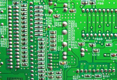 Texture, green circuit board Stock Photos