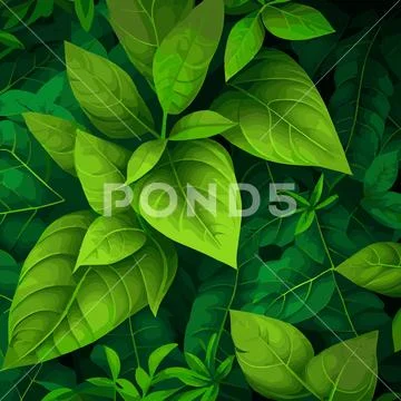 Texture of green leaves, green background pattern - Vector Illustration