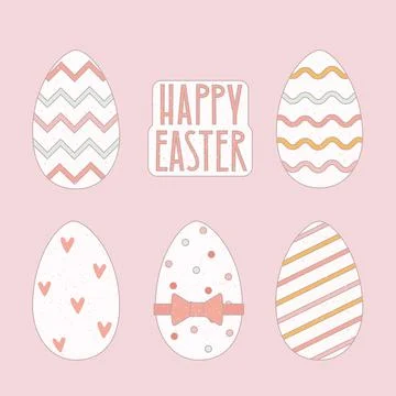 Texture grunge Easter eggs set. Vector illustration for greeting card, banner. Stock Illustration