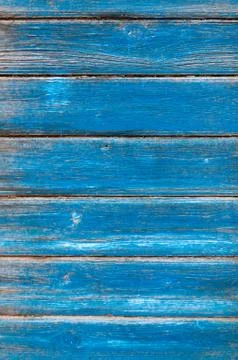 Texture horizontal wood cladding house with shabby blue paint. Stock Photos