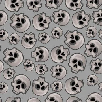 Texture of human skull isolated on grey background. Sketch for card, seamless Stock Illustration