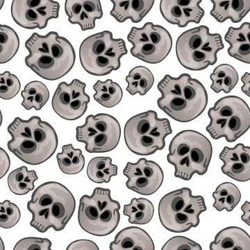 Texture of human skull isolated on white background. Sketch for card, seamless Stock Illustration