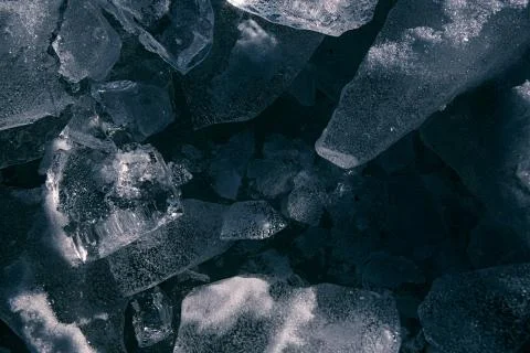 Texture of ice on the river, broken into cracks, Stock Photos