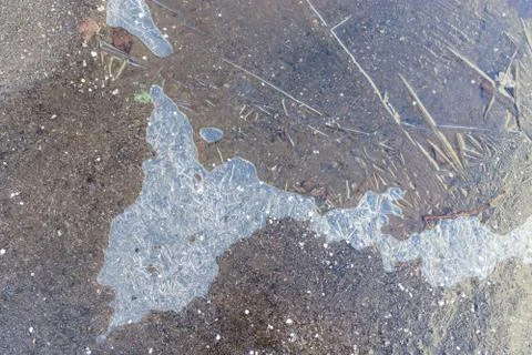 The texture of the ice on the road Stock Photos