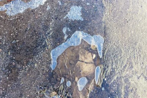 The texture of the ice on the road Stock Photos