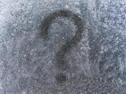 Texture of ice on a window with a question mark. Stock Illustration