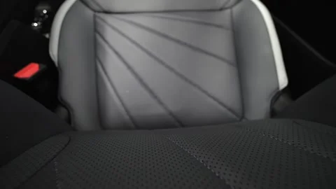 The texture of the interior trim of the car. Car seat design Stock Footage 267678092