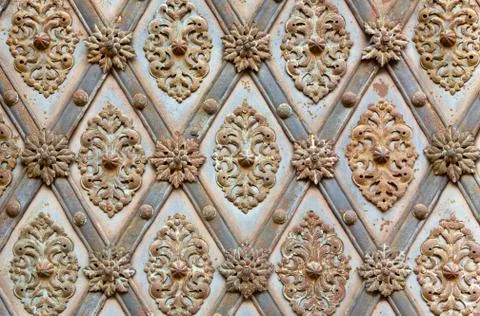 Texture of the iron pattern on the old gate Stock Photos