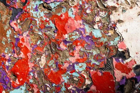 The texture of an iron sheet painted with paint that is subject to corrosion. Foto stock