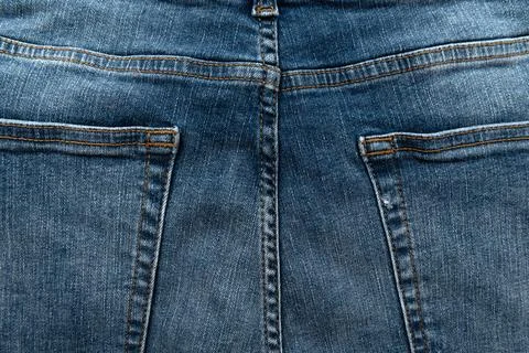 Texture of jeans with pockets. Back view. Denim Stock Photos