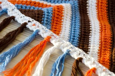 Texture knitted from cotton thread. Stock Photos