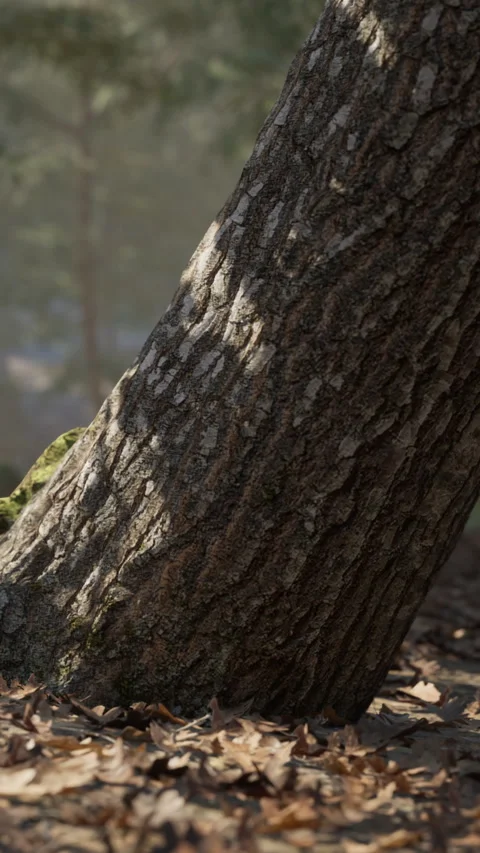 Texture of a large tree trunk standing in a forest during daylight hours Stock Footage 341039734