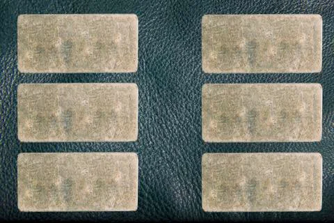 Texture of a leather jacket with six small rectangular metal label for your t 写真素材