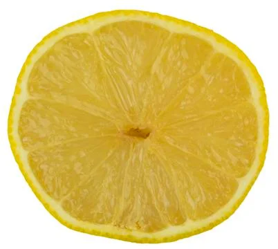 Texture of lemon on white background - Sliced vertically by half. Left side. Stock-Fotos