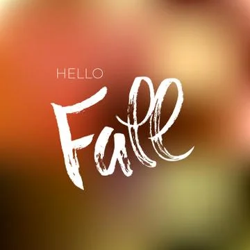 Texture lettering hello fall on the colored background Stock Illustration