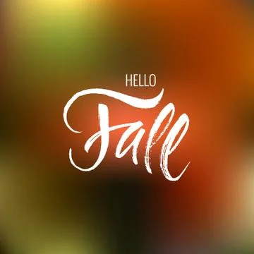 Texture lettering hello fall on the colored background Stock Illustration