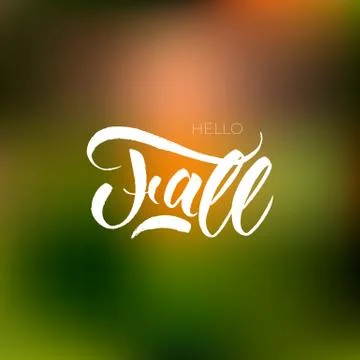 Texture lettering hello fall on the colored background Stock Illustration