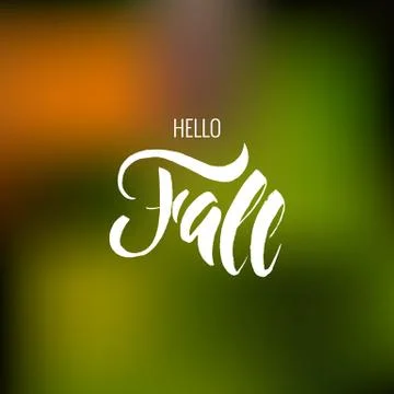 Texture lettering hello fall on the colored background Stock Illustration