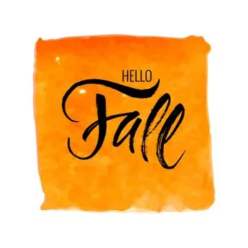 Texture lettering hello fall on the colored background Stock Illustration