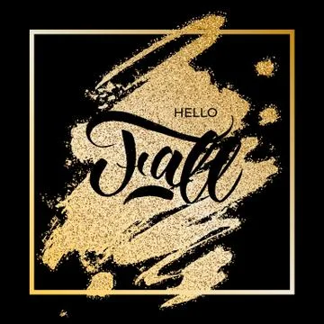Texture lettering hello fall on the colored background Stock Illustration