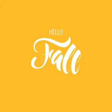 Texture lettering hello fall on the colored background Stock Illustration