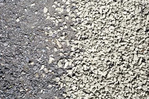 Texture of light and dark Crushed Gravel next to each other Fotos de archivo