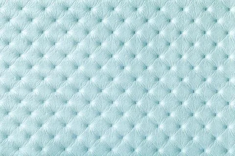 Texture of light blue leather background with capitone pattern, macro. Stock Photos